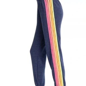 NWT - Aviator Nation 5 Stripe Sweatpants - Navy // Neon Rainbow